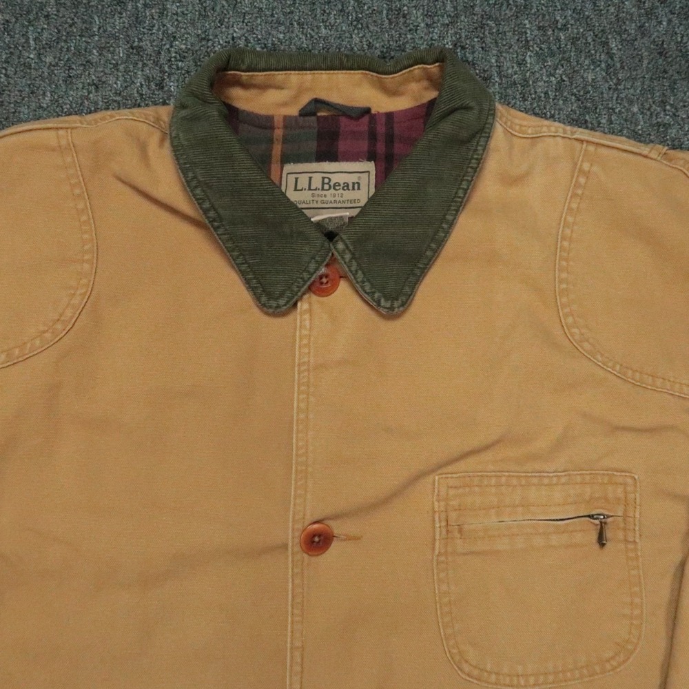 LL Bean Jacket Mens Extra Large Brown Corduroy Collar Lined Chore‎ Barn VTG XL - Picture 2 of 8